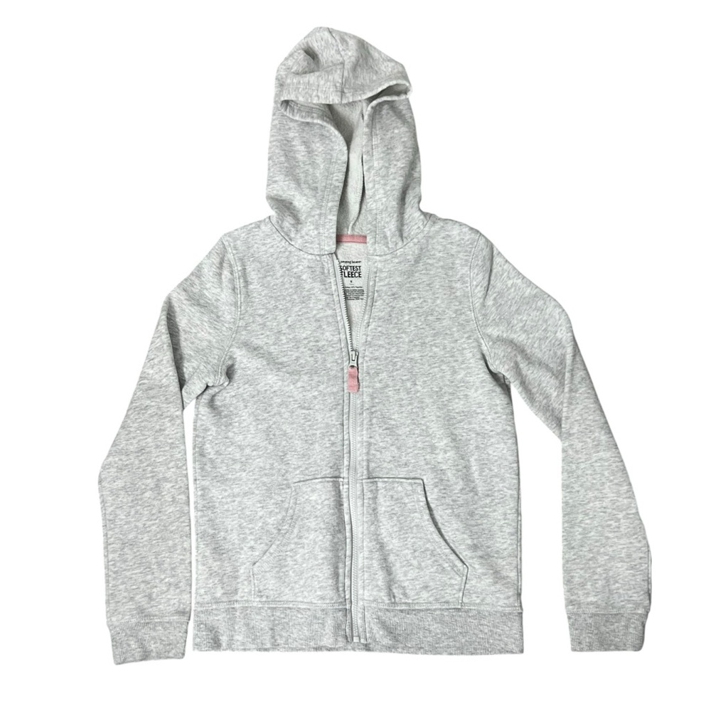 Jumping Beans Softest Fleece Gray Heather Zipper Hoodie - Size 8